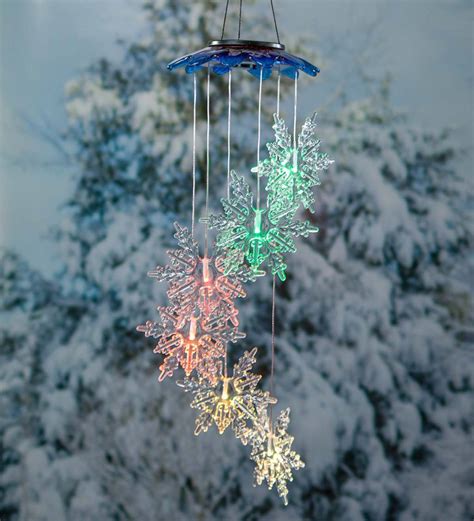 Color Changing Solar Snowflakes Mobile Wind And Weather