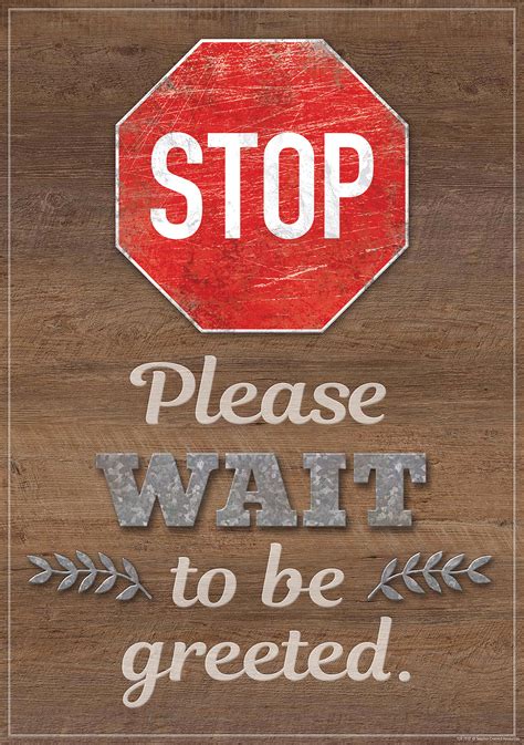 Stop Please Wait To Be Greeted Positive Poster Tcr7510 Teacher
