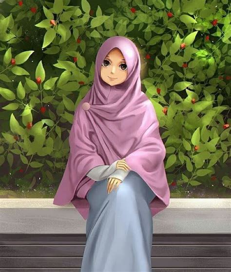 Foto Lucu Kartun Hijab Gambar Kartun Muslimah Sedang Duduk Top Gambar Foto Kartun Hijab