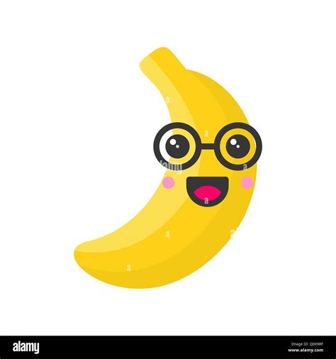 Lindo Plátano Exótico Sonriente Aislado Colorido Icono De Fruta