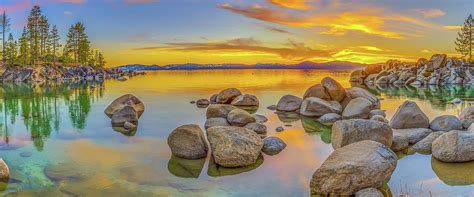 Lake Tahoe Spring Sunset Panoramic Photograph By Scott Mcguire Pixels