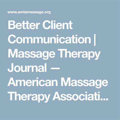 Better Client Communication Massage Therapy Journal — American