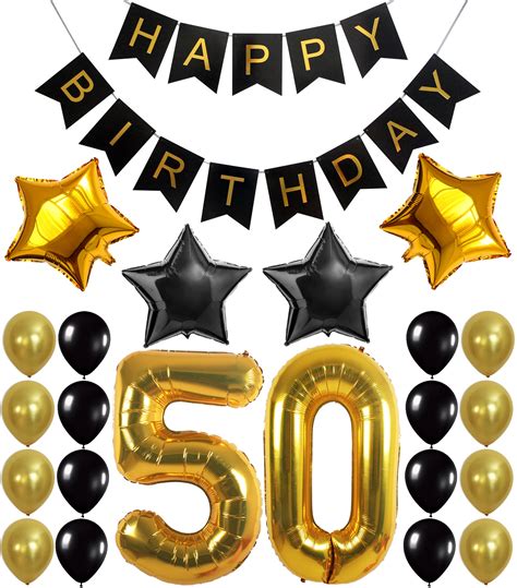 Buy 50th Birthday Decorations Balloon Banner Happy Birthday Black