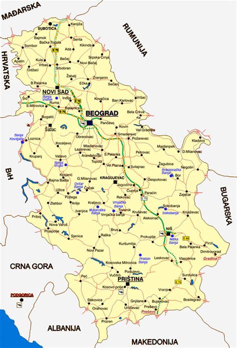 Die Thermen Serbiens Die Landkarte Die Autokarte Serbien