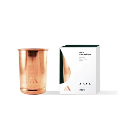 Plain Round Aayu Pure Copper Glass For Home Capacity 300 Ml At Rs