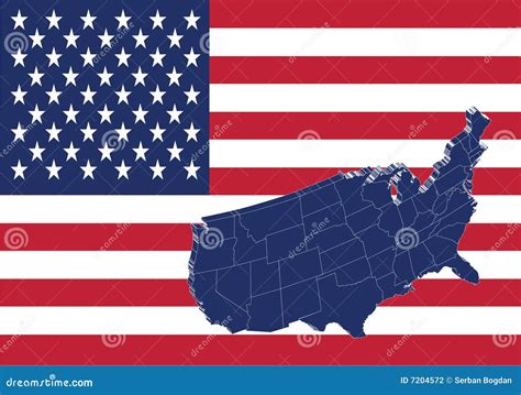 United States Of America Map And Flag Stock Vector Illustration Of