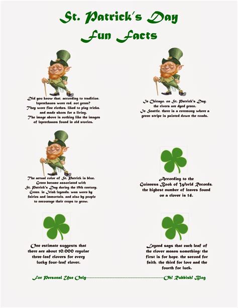 St Patrick Day Trivia Facts Lunch Box Notes Saint Patrick Day