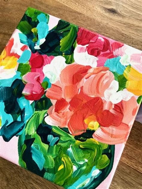 Easy Abstract Flower Painting On Canvas With Acrylic Paint Step By Step