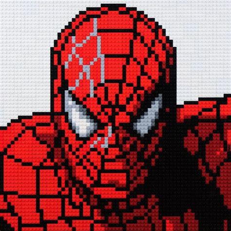 Spider Man Mosaic Made From Lego Bricks Lego Mosaic Spiderman