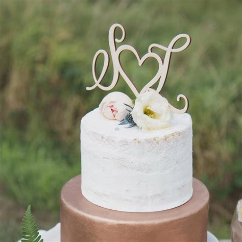 Monogram And Heart Cake Topper Thistle And Lace Designs Inc