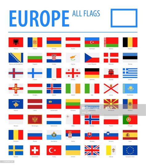 Europe All Flags Vector Rectangle Flat Icons Bandiera Nazionale