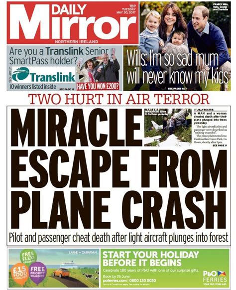 Newspaper Headlines Miracle Escape And County Down Has Talent Bbc News