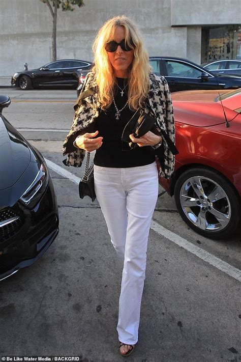 Alana Stewart 76 Looks Like A Rock Chick In A Houndstooth Jacket And White Jeans Daily Mail