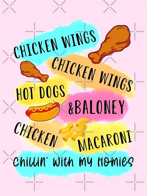 "Chicken wings chicken wings hot dogs and baloney chicken ...