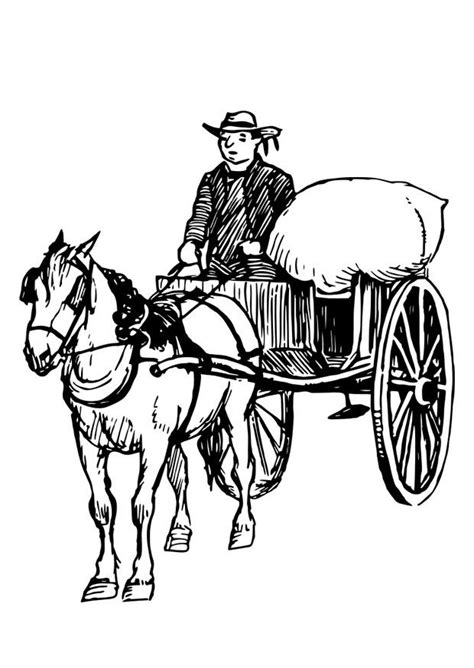 Horse Cart Coloring Pages