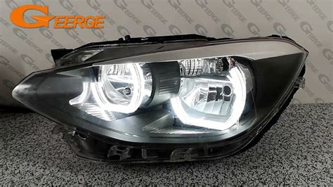 Original headlight equipped with dtm bicolor smd led angel eyes for side marker function. For BMW 1 SERIES F20 F21 2011-2017 HALOGEN HEADLIGHT DTM ...