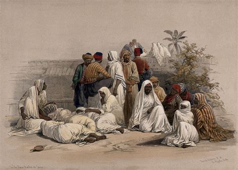 Figures In The Slave Market Cairo Coloured Lithograph By Louis Haghe After David Roberts