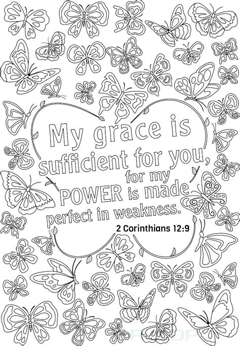 Now on to the free bible coloring pages i created. Bible Verse Coloring Pages My Grace is sufficient for you ...