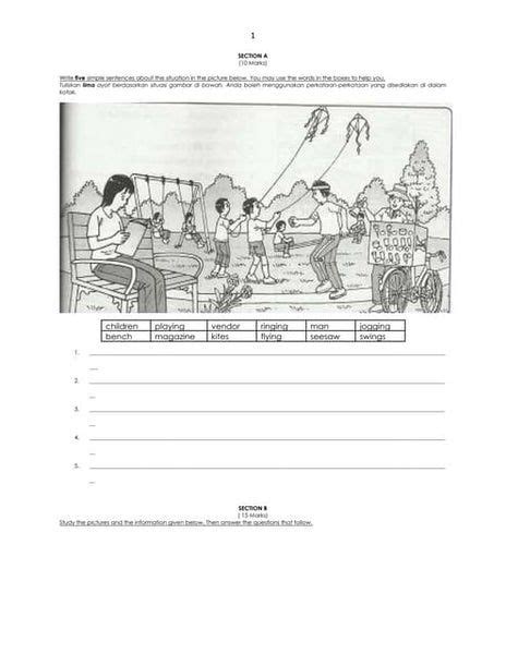 Upsr English Paper 2 Section 1 Worksheets For Weaker Pupils 2 Tahun