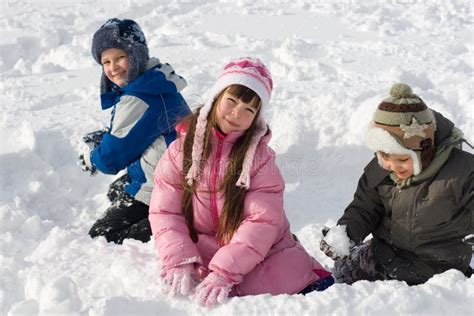 Children Playing In Snow Stock Image Image Of Coat Delight 1867141