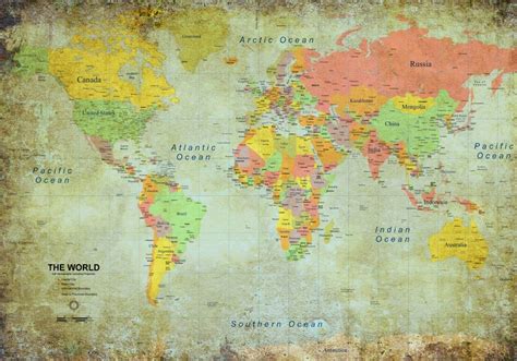 Weltkarte Atlas Geographie Politische Posterdruck In Etsy