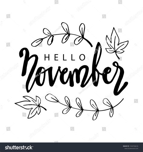 Hello November Hand Lettering Poster Postcard Royalty Free Stock