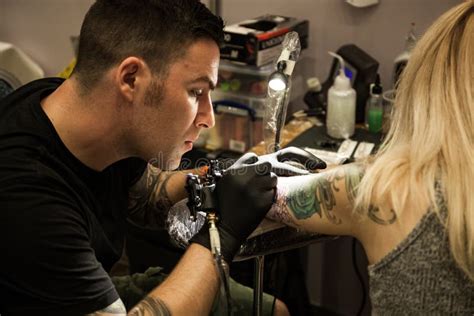 Tattoo Artists At Work Editorial Stock Photo Image Of Tool 59921633