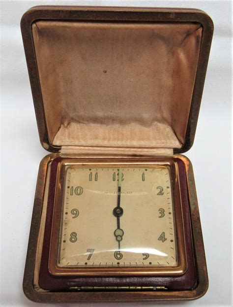 Vintage Phinney Walker Travel Alarm Clock Case Lux Clock Co Radium Hands