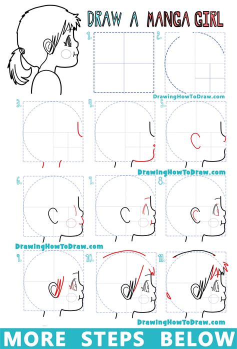 How To Draw An Anime Manga Girl From The Side Easy Step By Step