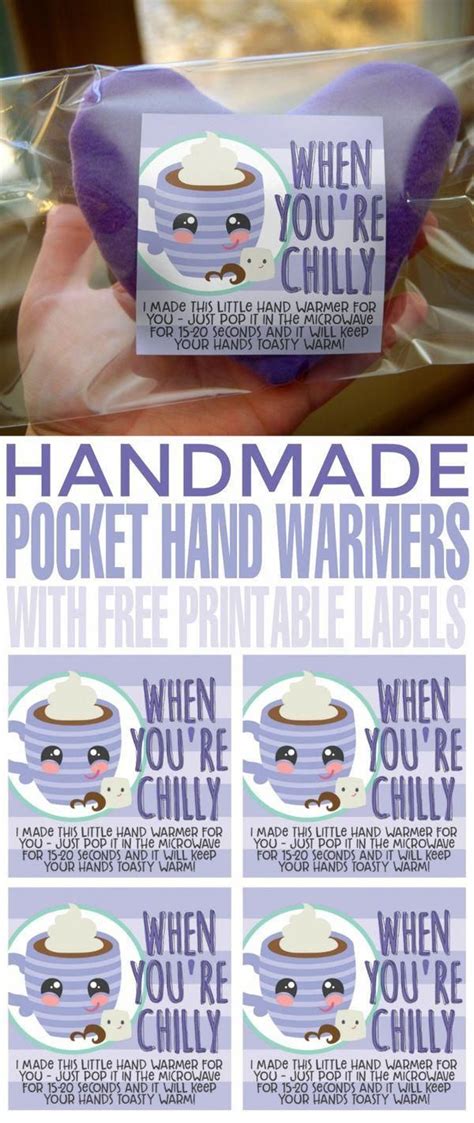 Diy Pocket Hand Warmers With Free Printable Label With Images Diy