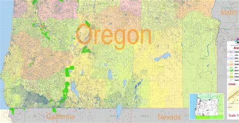 Oregon State Us Map Vector Exact City Plan High Detailed Street Map