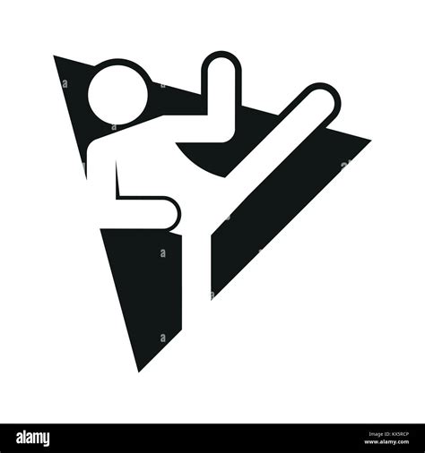 Triangle Block Karate Kick Outline Sport Figure Symbol Vector