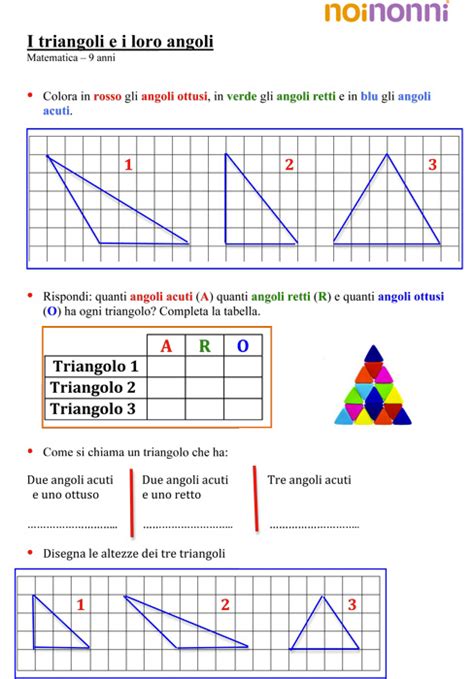 Classificazione dei triangoli, lati, angoli, 9 anni - I triangoli e i loro angoli