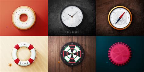 Realistic Round Object Web Icons Psd Set Download Psd