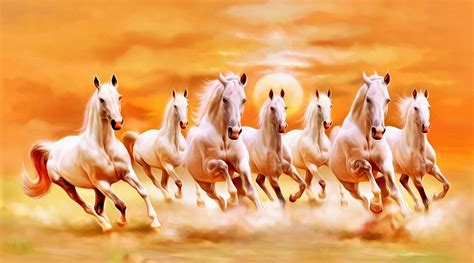 Large Size Vastu Seven Horses Painting In Right Direction Without