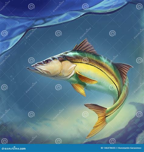 Snook Fish Drawing Clip Art Cartoon Vector 252692121