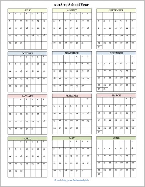 School Calendars 20182019 Free Printable Excel Templa