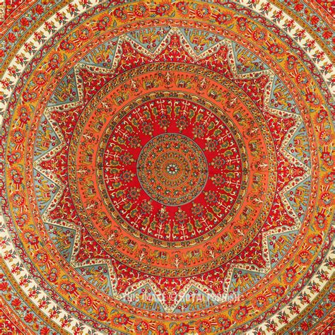Red Bohemian Mandala Wall Tapestry Kerala Hippie Bedding