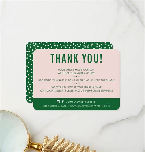 Craftycode business thank you cards. CUSTOMER THANK YOU modern blush pink dark green | Zazzle.com in 2021 | Business thank you cards ...