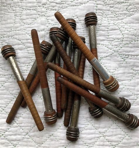 Vintage Wooden Textile Spindle Spool Weaving And Tapestry Tools