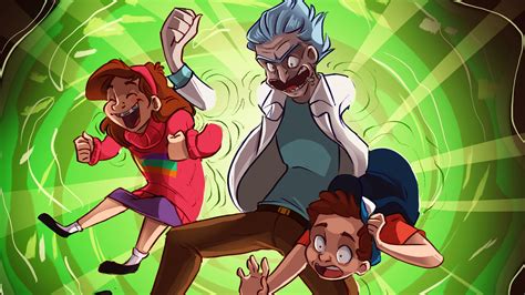 1600x900 Crossover Rick And Morty Gravity Falls 1600x900 Resolution Hd