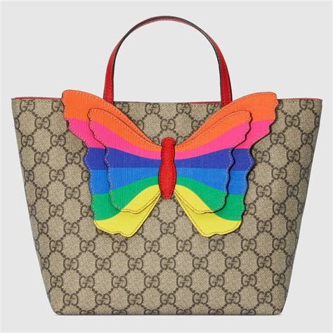 Shop The Childrens Gg Tote With Rainbow Butterfly In Gg Supreme At