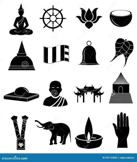 Buddhism Icons Set Stock Vector Image Of Asian Symbol