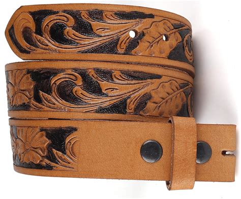 Belt For Buckle Western Leather Engraved Tooled Strap Wsnaps For