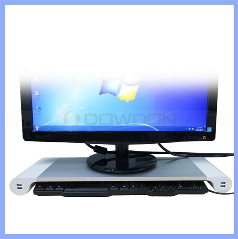 Metal Space Bar Desk Organiser Computer Monitor Stand With Usb 4 Ports