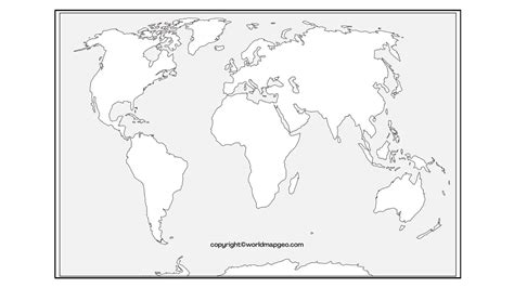 Printable World Map In Blank Black And White Pdf