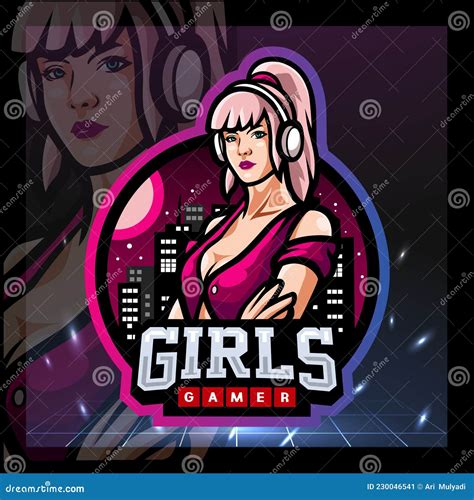 Girls Gamer Mascot Esport Logo Design Stock Vector Illustration Of