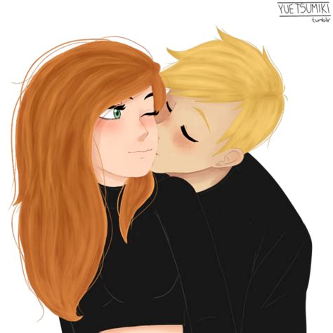 Ron Kissing Kims Cheek Kim And Ron Drawing Couple Cartoon Cartoon Movies Cartoon Shows Kim