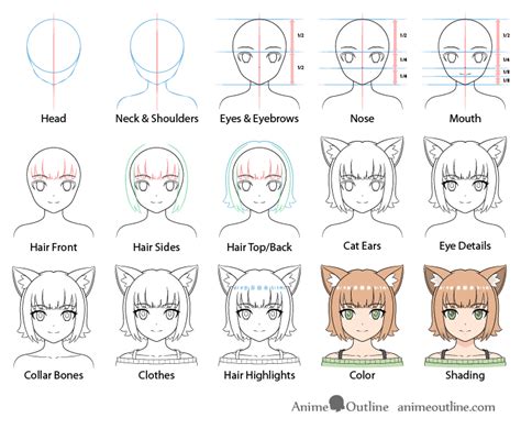 How To Draw Anime Cat Girl Steps With Video Animeoutline