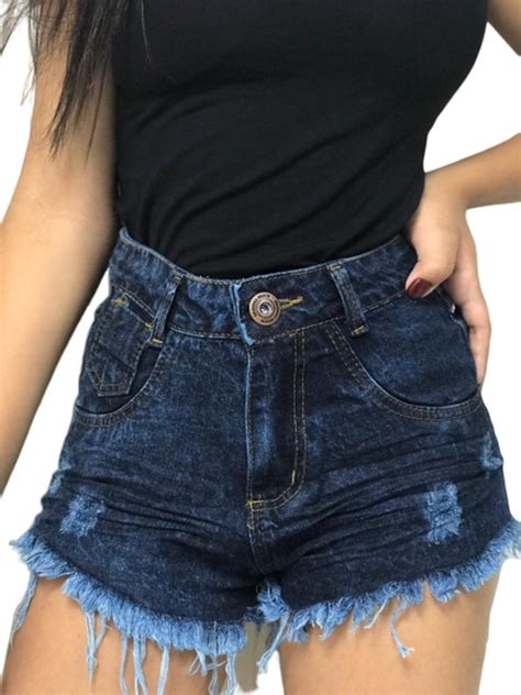 Short Jeans Cintura Alta Feminino Desfiado Roupas Femininas Mercado Livre
